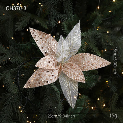 Flor De Natal Poinsétia Vermelho C/ Branco Enfeite e Árvore Terracota