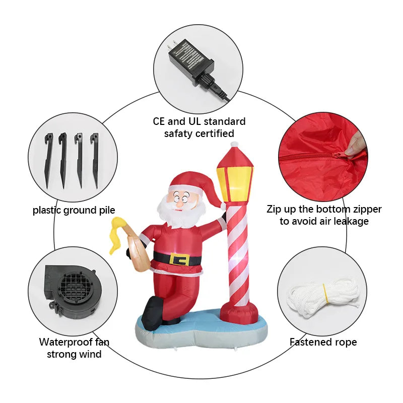 Decorações infláveis de Natal para quintal com mina de areia de 6 pés, decoração inflável