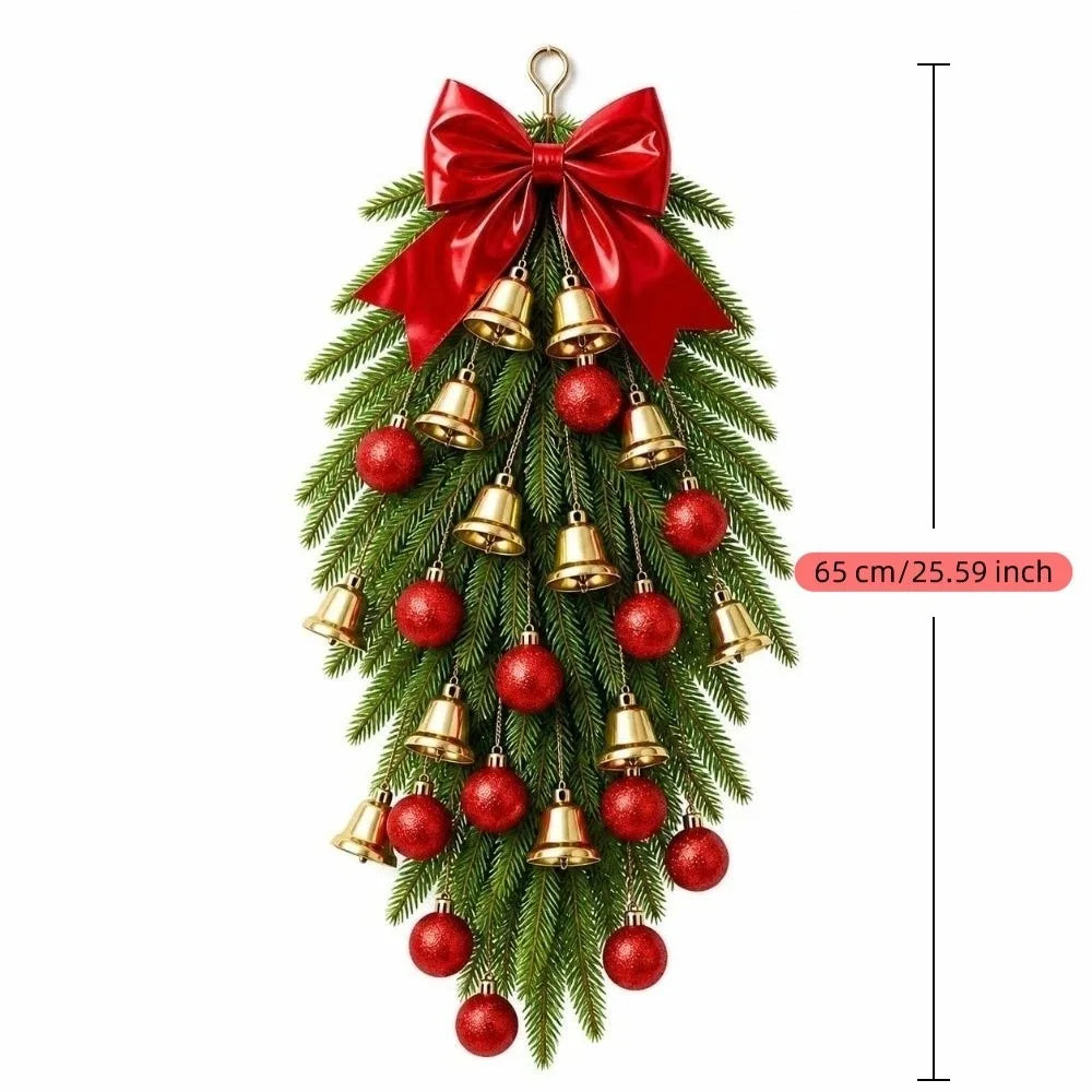 Guirlanda e Festão de Natal em Formato de Gota (Enfeite Suspenso de Pinheiro Artificial) no Topo, Bolas Brilhantes