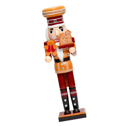 Boneco Quebra-Nozes do Chef de Gengibre - Tema de Pão de Gengibre Madeira Decoração