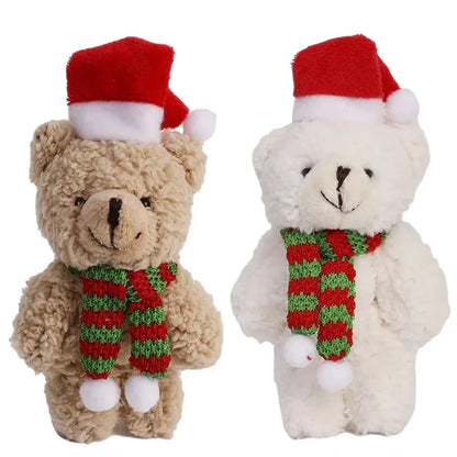 Urso De Pelúcia de Natal com Chapéu Vermelho Natal de Pelúcia Pingente de Urso Natalino