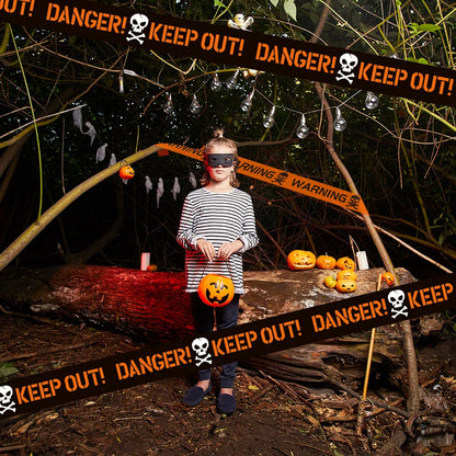 Pacote com 1 fita de advertência de Halloween, decoração de Halloween, fita de perigo