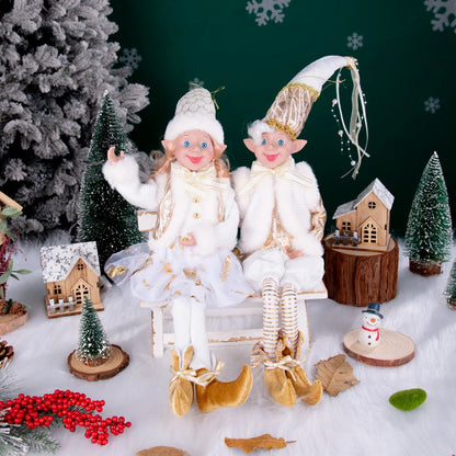 Conjunto de 2 elfos de Natal de 66 cm, adorável elfos vermelhos e verdes para pendurar