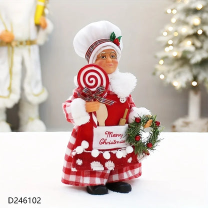 Boneco Chef de Natal, Figura do Papai Noel, Decoração de Natal, Estátua de Cozinheiro