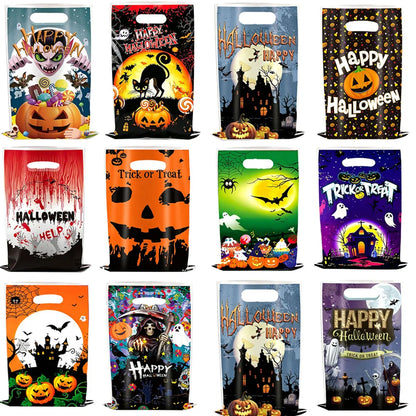 Sacolas Plásticas para Guloseimas e Presentes de Halloween, Sacolas de "Doces ou Travessuras"