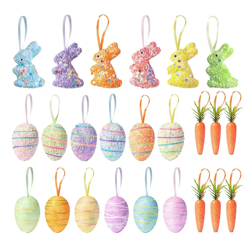 Ovos/Coelho/Cenoura de Páscoa decoração 24 peças de enfeites ovo Páscoa e cenoura