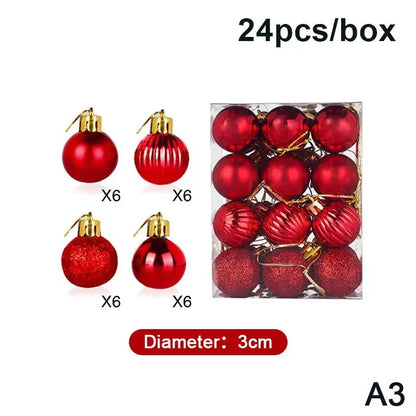 Bolas de Natal 24 Peças de Enfeites de Bola de Natal de (3cm)/6cm*6cm*6cm*6cm Natal