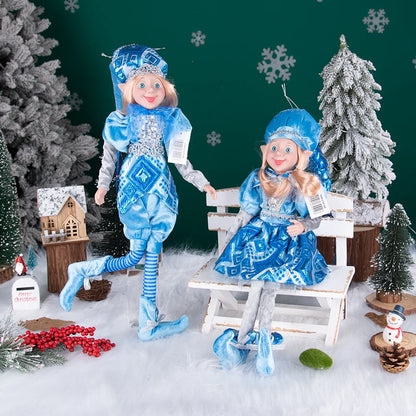 Conjunto de 2 elfos de Natal de 66 cm, adorável elfos vermelhos e verdes para pendurar