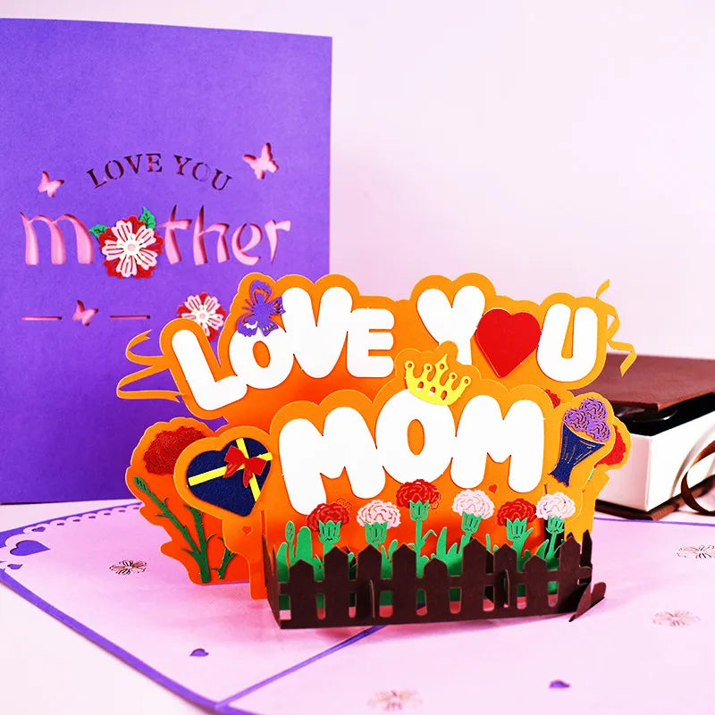 3D Pop-Up Love You Mom Cartão de felicitações feliz aniversário dia das mães