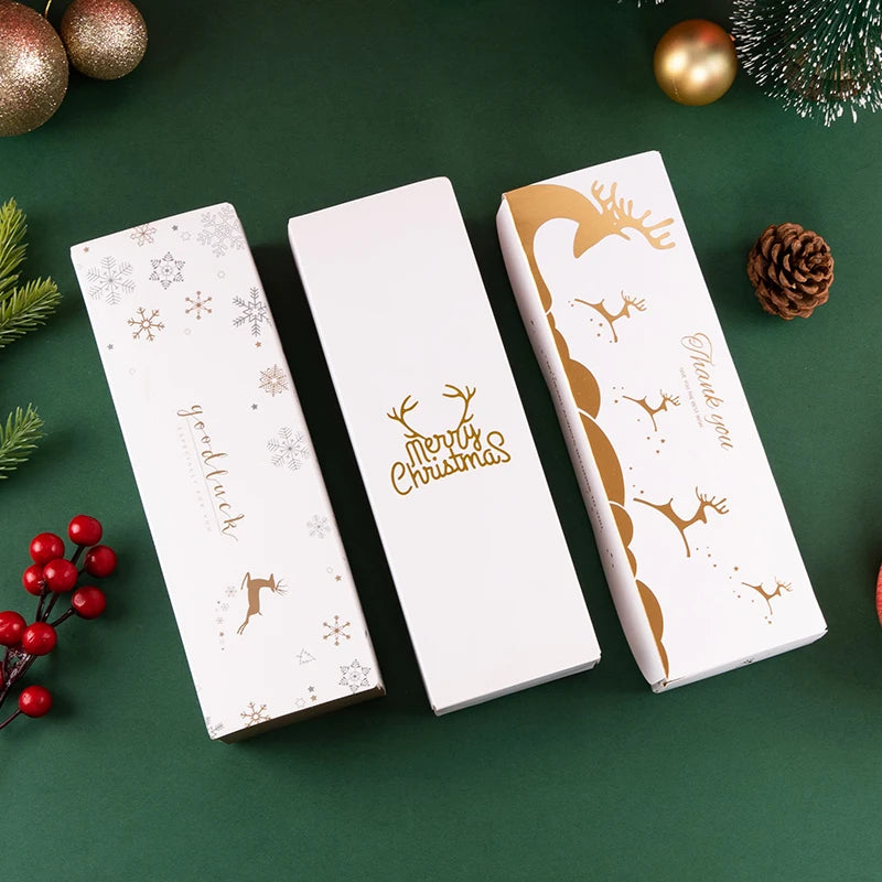 Caixa para Presentes e Doces Feliz Natal, de Papel Duplex e Tampa Visor Acetato