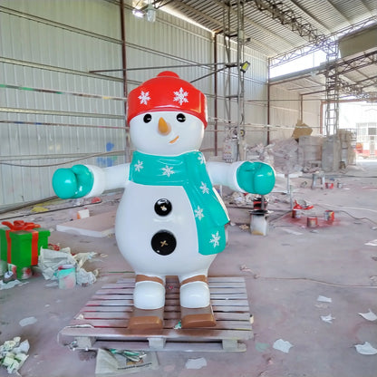 Grande trenó de fibra de vidro para decoração de shopping, material plástico Natal