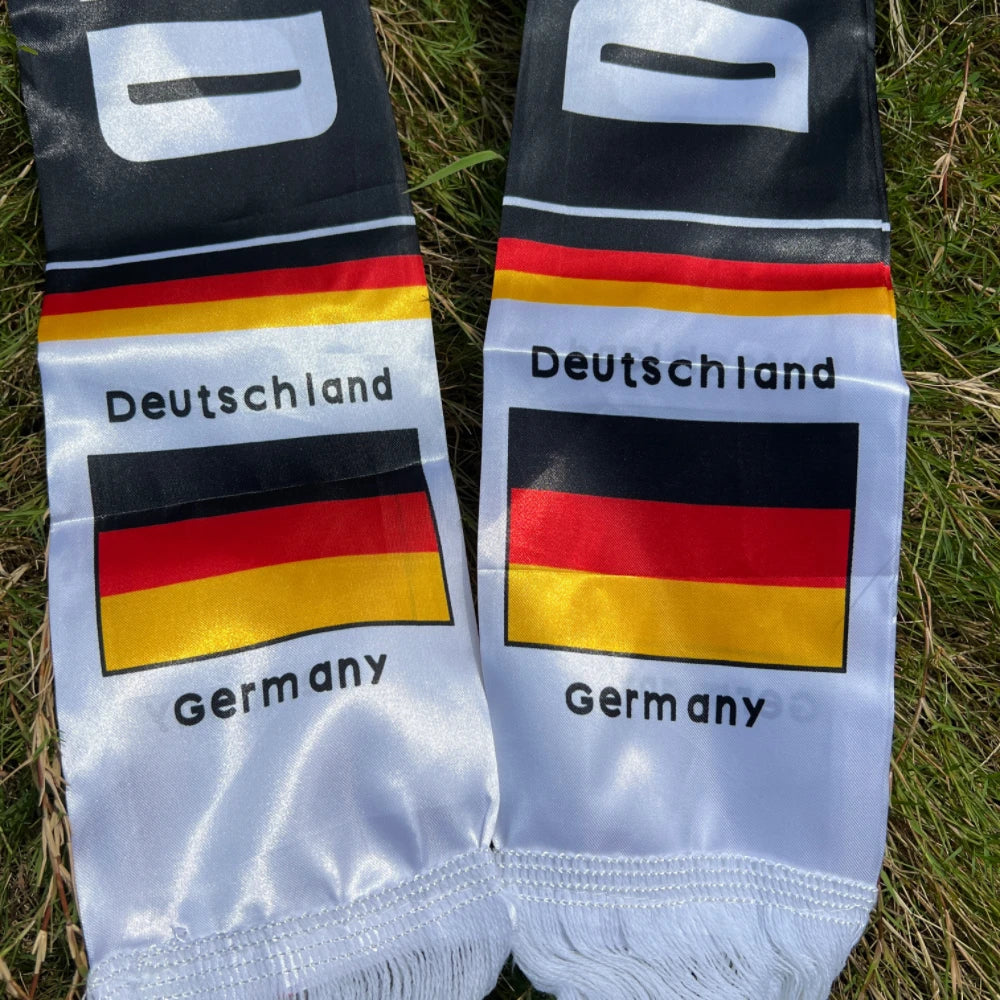 Cachecol de cetim para Copa do Mundo de torcedor de futebol com borla, ideal eventos