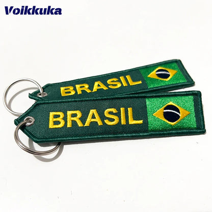 Chaveiro Copa do Mundo Anel Chaveiro Bandeira Nacional Brasileira Azul e Amarelo Misto