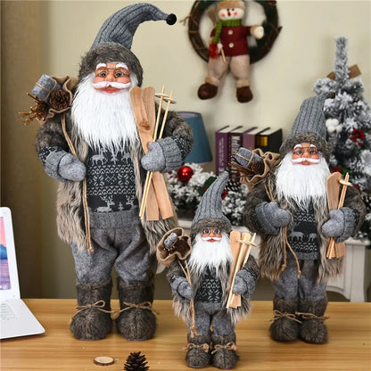 Boneco de Papai Noel em pé, enfeite de Natal para festa de Natal, lareira e férias 40cm