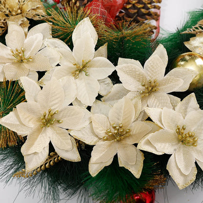 Flores Natal Glitter Artificial 10/100 peças de Enfeite de Árvore de Natal de Poinsétia Glitter