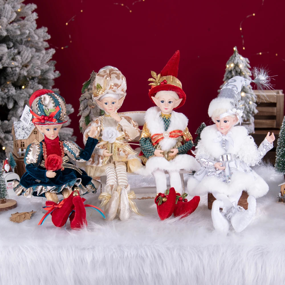 Elfo de Natal, 38cm Macios e Adoráveis Enfeites de Árvore de Natal de Elfos para Árvore de Natal