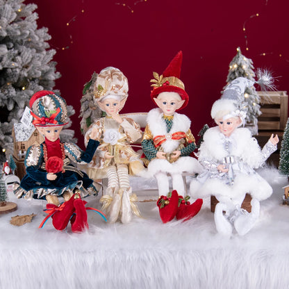 Elfo de Natal, 38cm Macios e Adoráveis Enfeites de Árvore de Natal de Elfos para Árvore de Natal