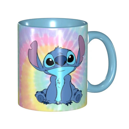 Caneca Lilo & Stitch Caneca de cerâmica floral (decalque através da alça), 590 ml
