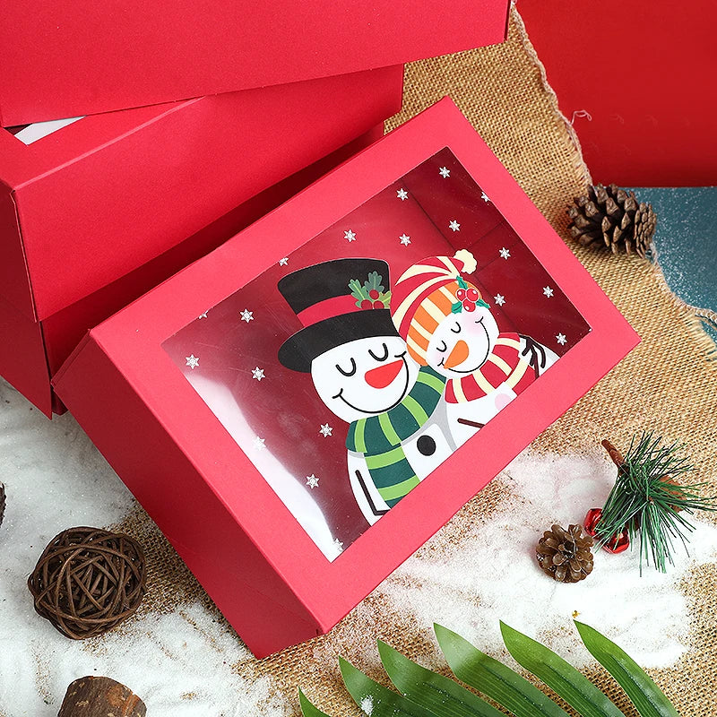 Caixa Pacote 1 Caixas de Biscoito de Natal Janela, Caixas de Presente de Papel Vermelho
