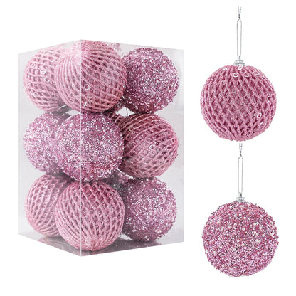 Bola de Natal 12 Peças enfeites natalinos pendurados para uso interno e celebrações, Ouro