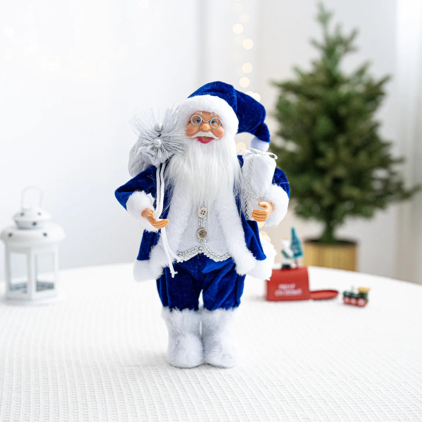 Boneco Papai Noel Lanterna Vermelho decoração de mesa de papai Noel de 30CM*11.81