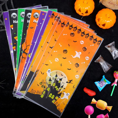 Sacos de celofane de Halloween, 50 unidades de sacos de doces de Halloween 50 peças