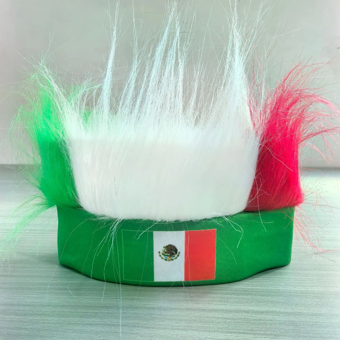 Peruca México Copa do Mundo Verde e Branco Estilo Bob Curto para Eventos e Festas