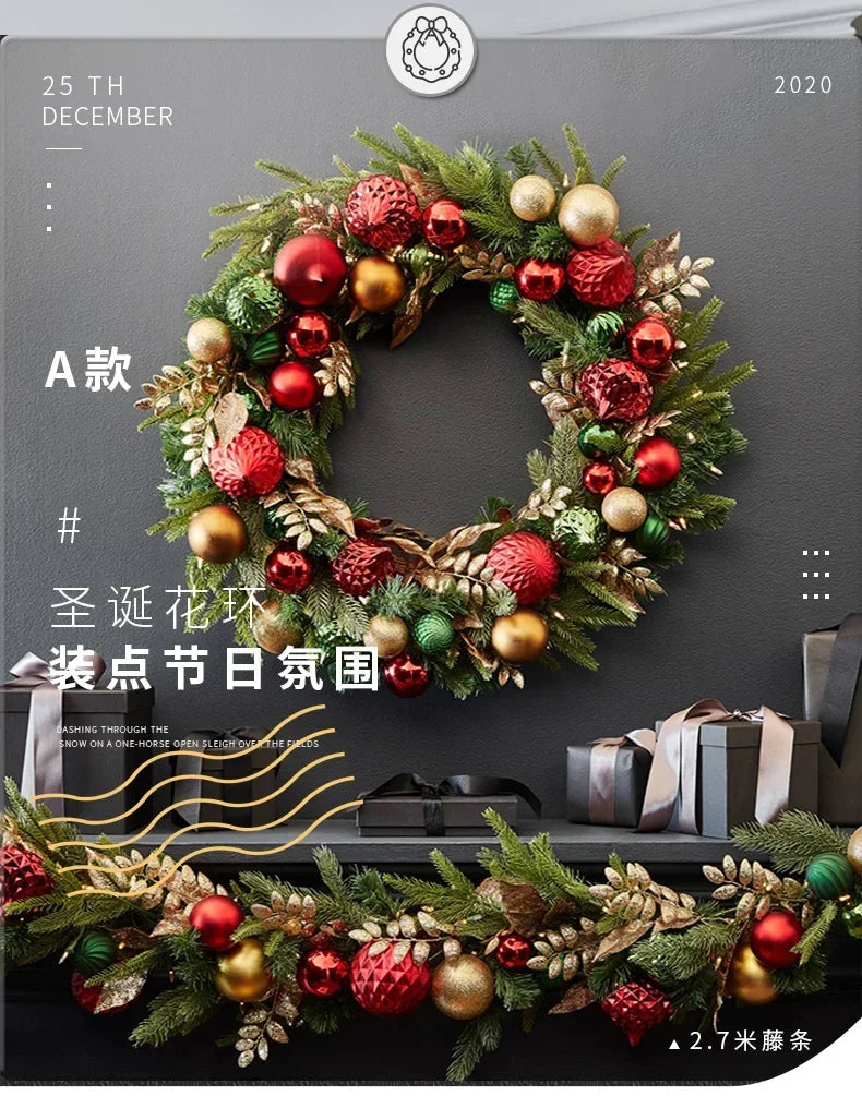 Guirlanda de Natal para porta da frente, decoração de guirlanda de Natal, guirlanda Natal