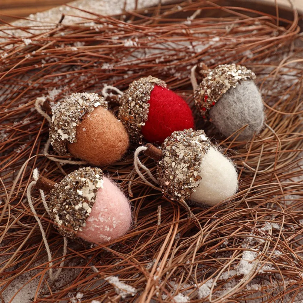 Enfeites de bolinha de feltro pendurado no outono, 1 peças, guirlanda de bolota feltro Natal