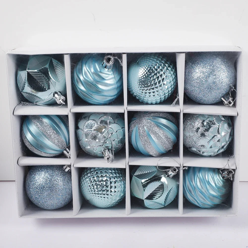 Bola de Natal 1 caixa de bolas de glitter, ecológicas, à prova d'água, de PVC, decorativas