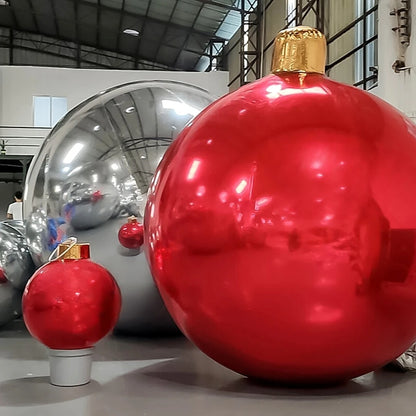 Bola Inflável Gigante de Natal Espelhada Ornamento Inflável de Natal Esferas Gigantes Festa