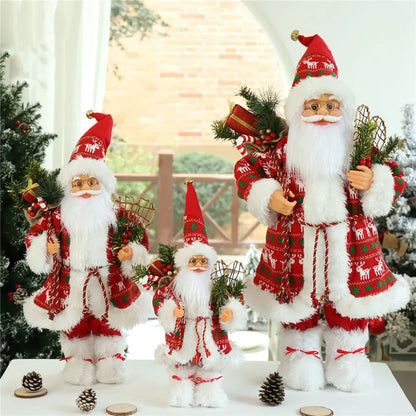 Boneco de Papai Noel em pé, enfeite de Natal para festa de Natal, lareira e férias 40cm