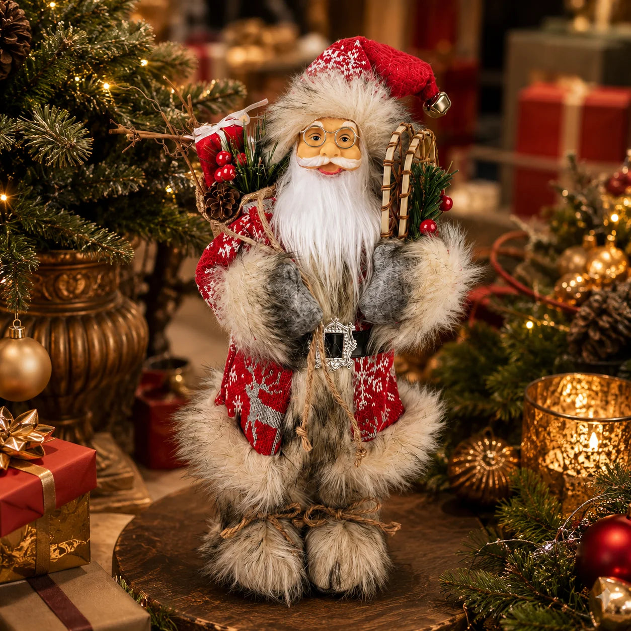 Boneco de Papai Estátua do Papai Noel de 30cm de Altura, Decoração de Natal, Estátua