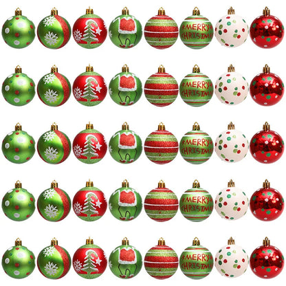 Bola de Natal Verde Branco Vermelho 6 Bolas de Natal Enfeite de 2,4 Polegadas Brilhantes