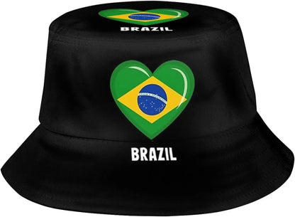 Chapéu Bucket Unissex com Estampa da Bandeira do Brasil, Estilo Pescador, Ideal Verão