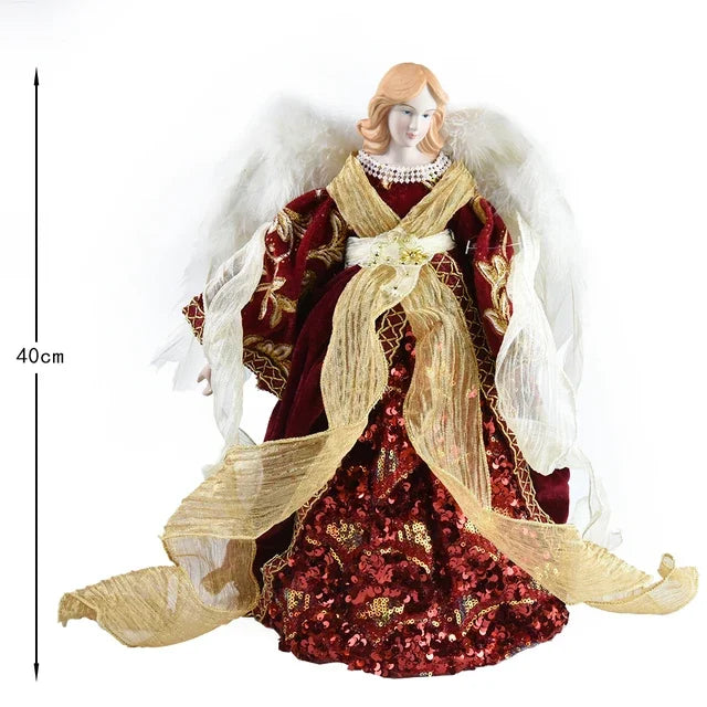 Anjo decorativo para árvore de natal enfeite de árvore de anjo Natal de 40,64cm com asas
