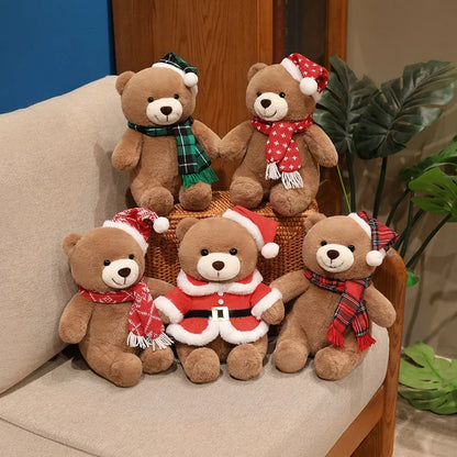 Urso de Pelúcia de Natal em Xadrez Tartan, Grande Urso Marrom