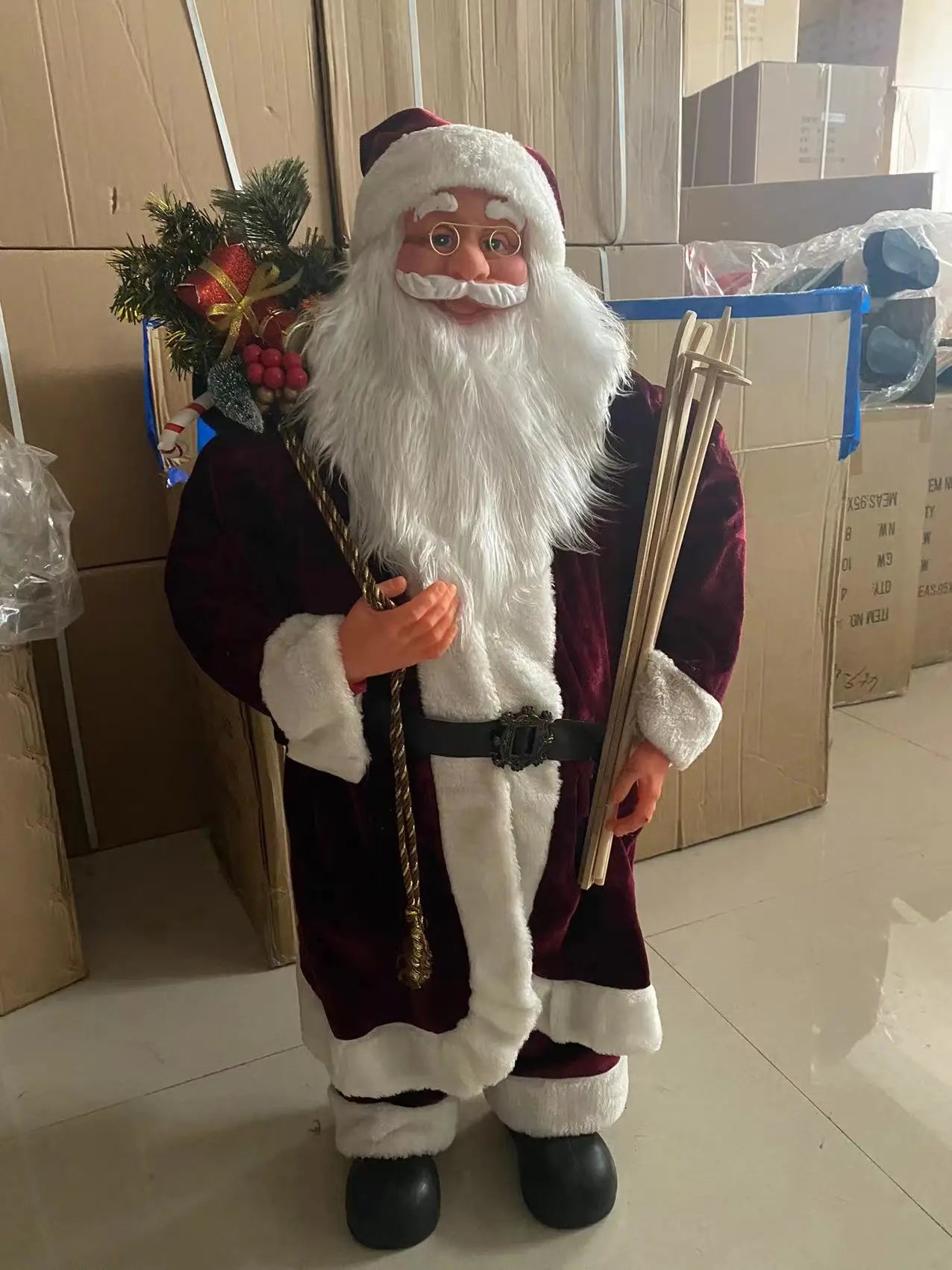 Papai Noel Grande Estatueta de Papai Noel Boneco de Papai Noel Estátua Ornamento Figura