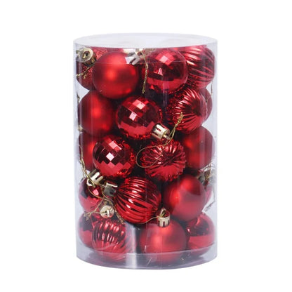 34 PCS Enfeites De Bola De Natal para Decoração Da Árvore de Natal 4CM Vermelho