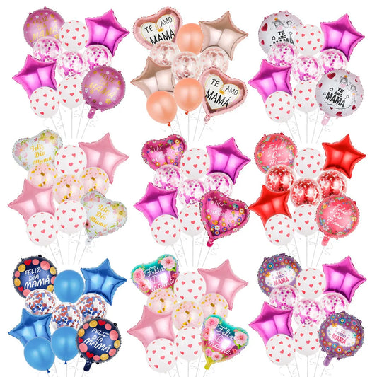 Balões Dia das Mães de alumínio em forma de coração, balões de 45,72 cm, decorações