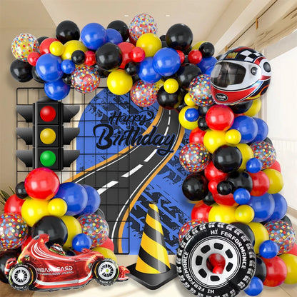 Balão Metal Hot Wheels Redondo Kit de arco de balão de carro de corrida festa Hot Wheels