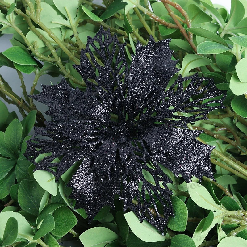 Flores pingente glitter natal 10 Peças natal de simulação de plástico decorativa de flores