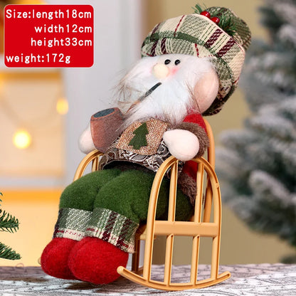 Enfeite de Papai Noel em Cadeira de Balanço, 33 cm, Figura de Papai Noel e Boneco Neve