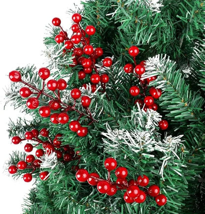 Galhos de Plástico com Bagas Pacote com 30 Decorações de Árvore Natal, Hastes Artificiais