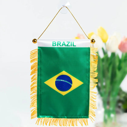 Flamula Mini Bandeira de Brasil Pacote com 1 bandeiras para pendurar janela do Brasil, mini