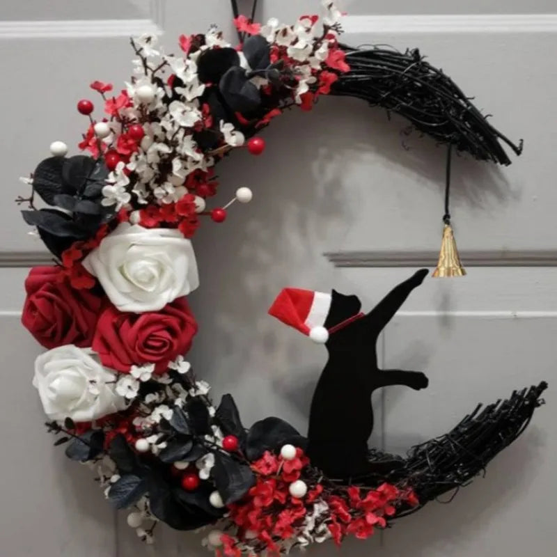 Guirlanda de Halloween, guirlandas de 14 polegadas para decoração bruxa na porta pendura