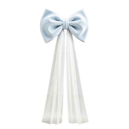 Laço de Veludo com Cauda Longa em Tule/Organza, Ornamento para Árvore de Natal e Shopping
