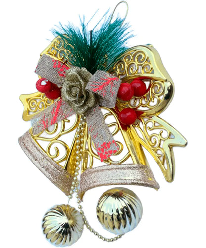 Enfeite Pendente Natalino Sino Laço Bolas Decoração Natal Enfeite Pendente Natalino Sino