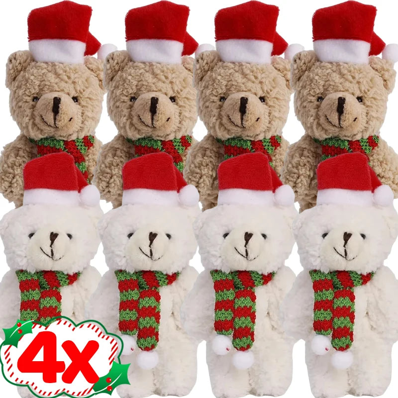Urso De Pelúcia de Natal com Chapéu Vermelho Natal de Pelúcia Pingente de Urso Natalino