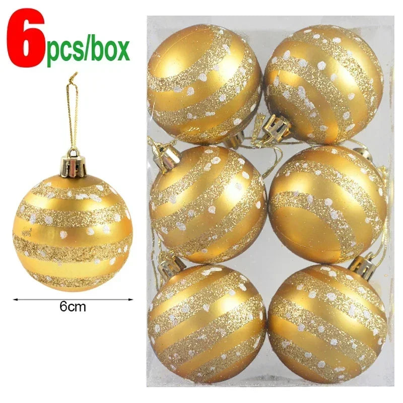 Bola Árvore de Natal Colorida Pintura 24 Peças de Enfeites de Bola de Natal, 6 cm Enfeites